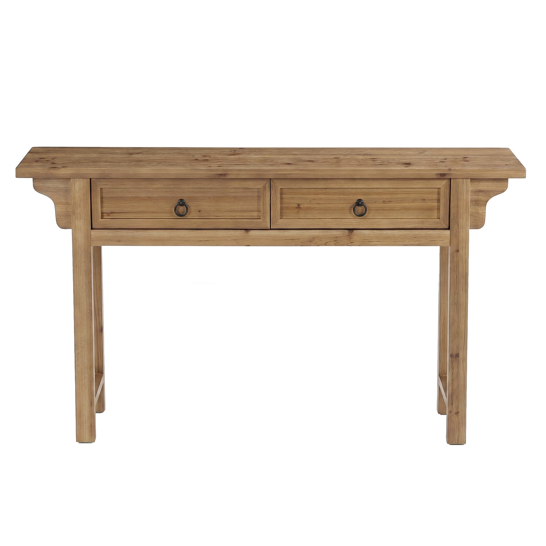Tribesigns Consola de madera maciza de 160 cm con 2 cajones, Mesa de recibidor estrecha con espacio de almacenamiento.