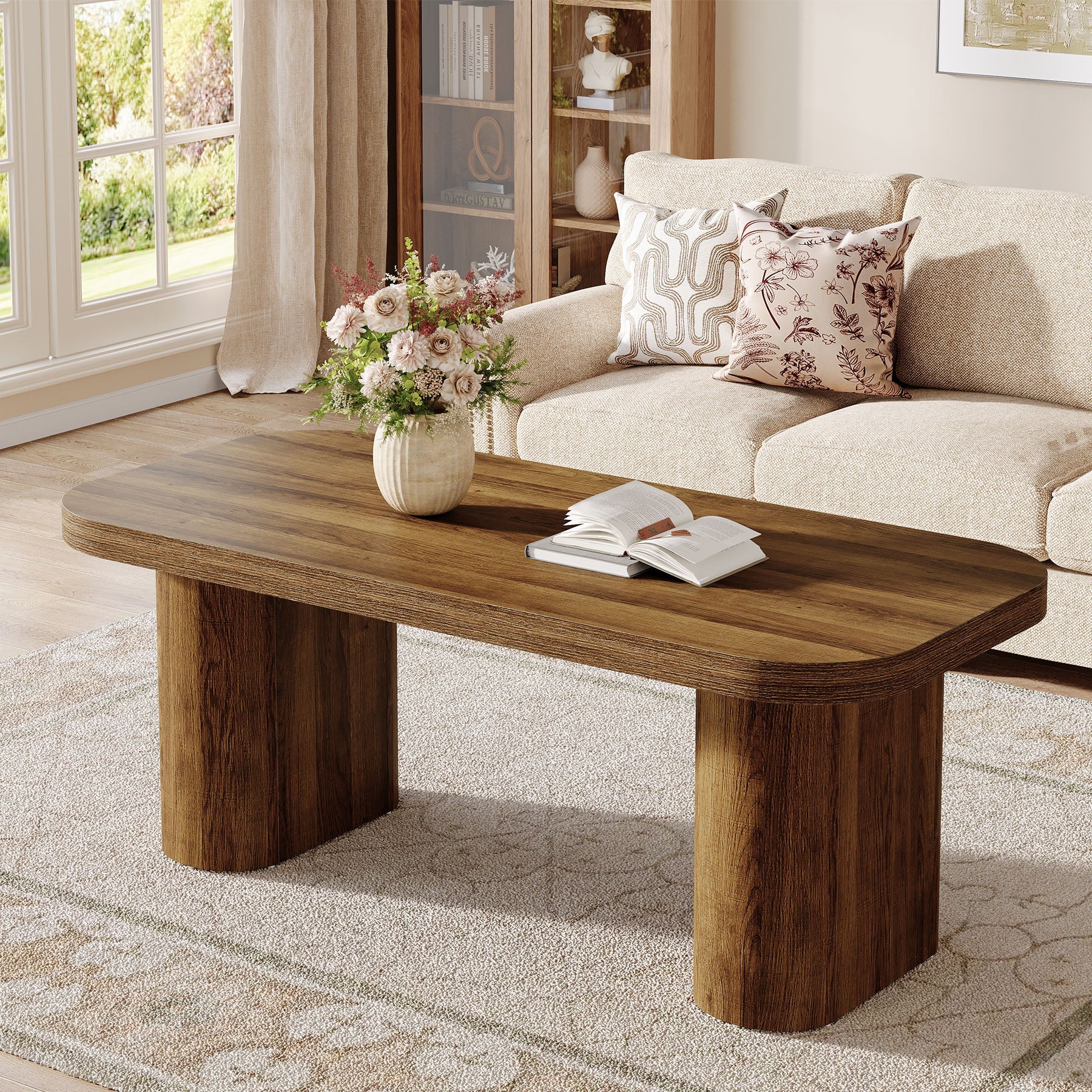 Tribesigns Mesa de centro moderna de 120 cm, Mesa de salón robusta de estilo rústico