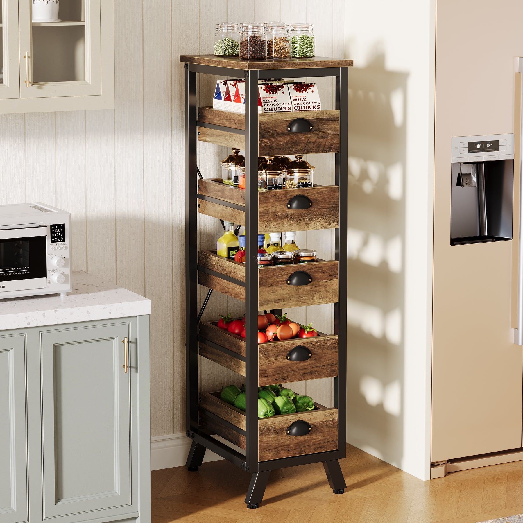 Tribesigns Soporte para frutas y verduras, Soporte para bocadillos de 5 niveles Soporte para cesta de frutas para cocina