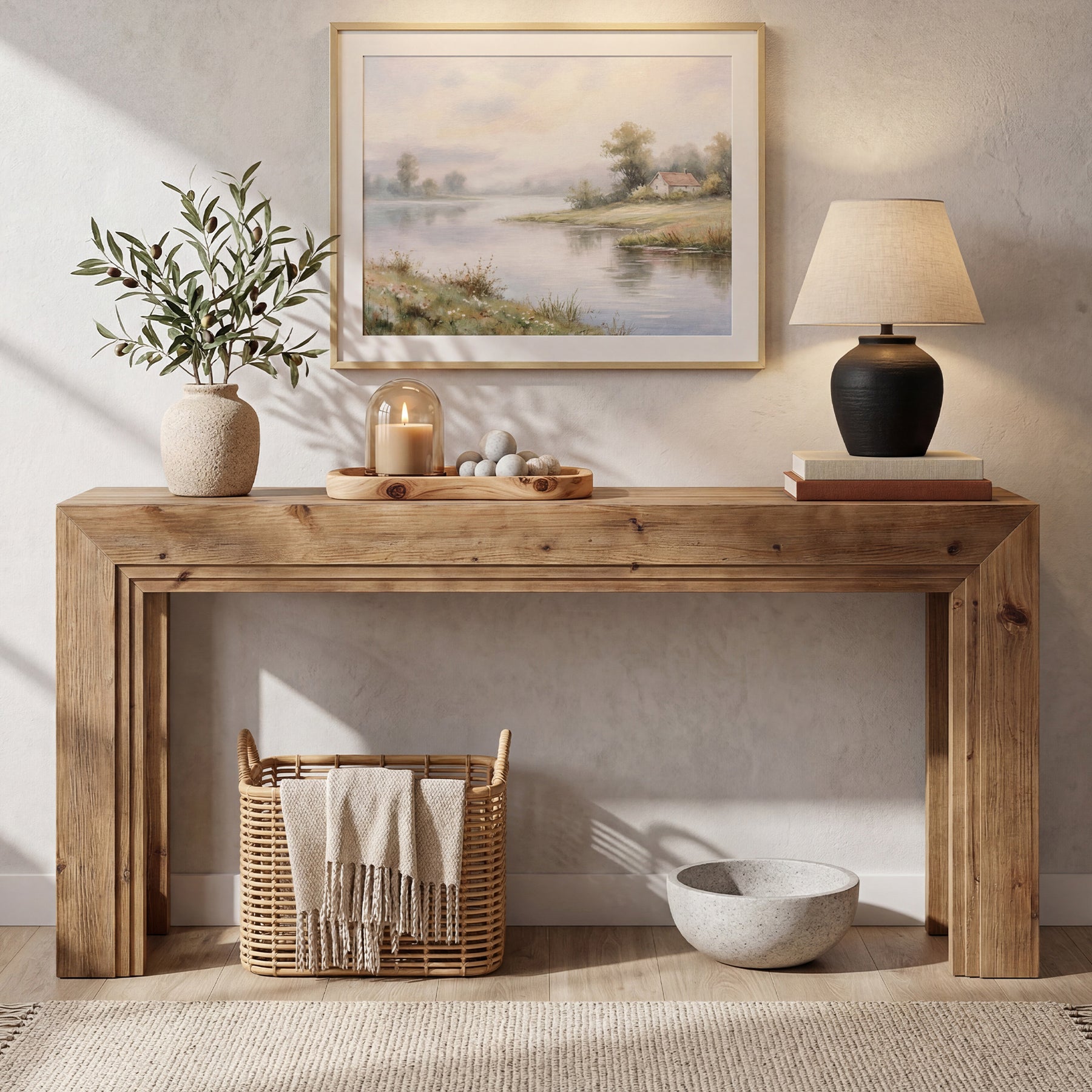 Tribesigns Consola estrecha de 160 cm, Mesa auxiliar de dos niveles con espacio de almacenamiento