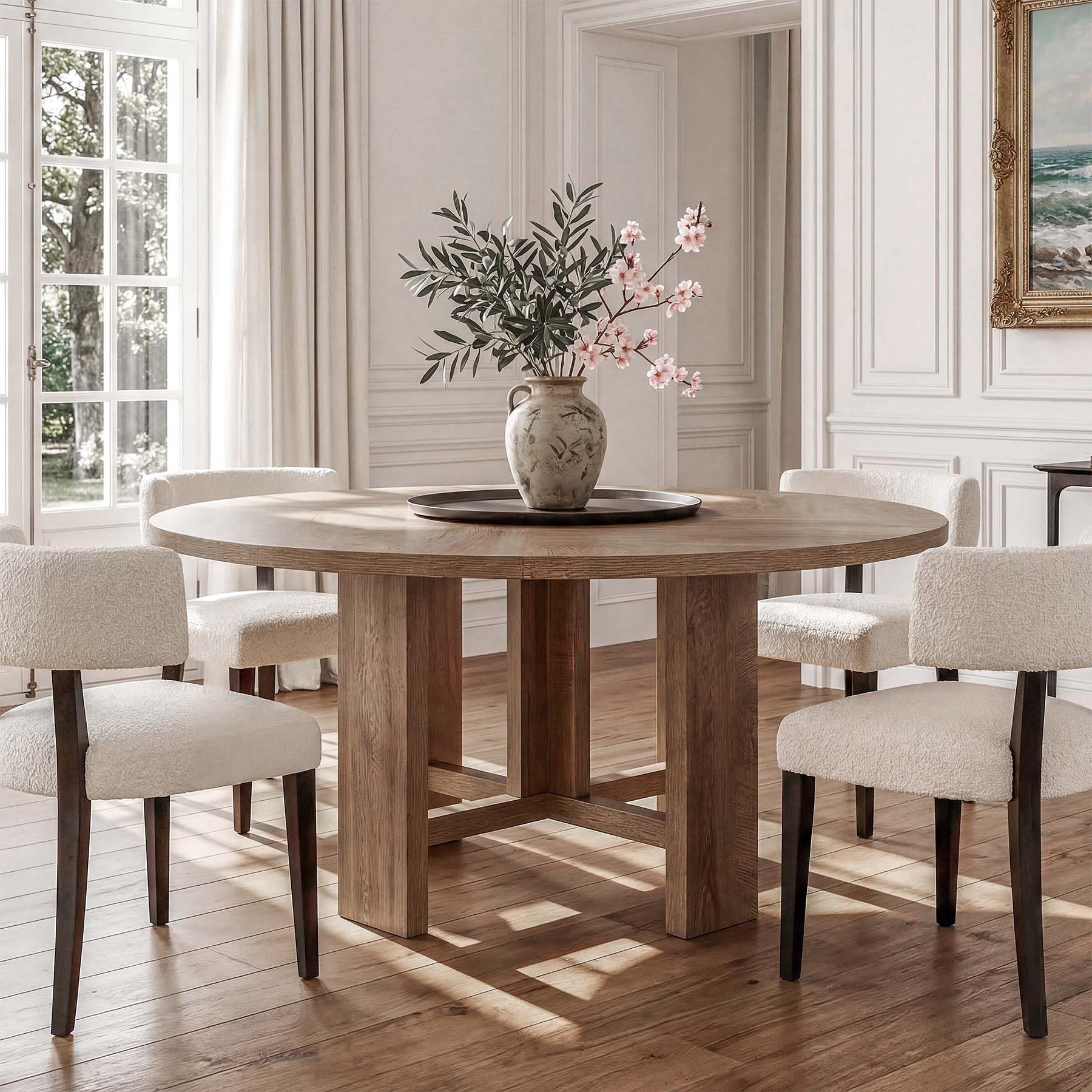 Tribesigns Mesa de comedor redonda 120 cm para 4 a 6 personas, Mesa de cocina moderna