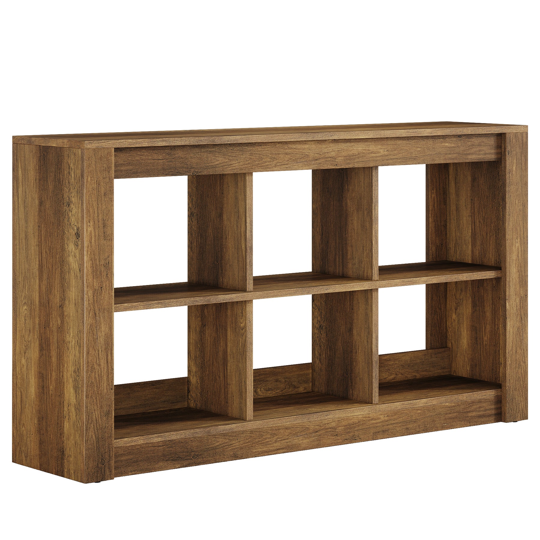 Tribesigns Mesa consola larga, Mesa de entrada de madera rústica con 6 cubos de almacenamiento