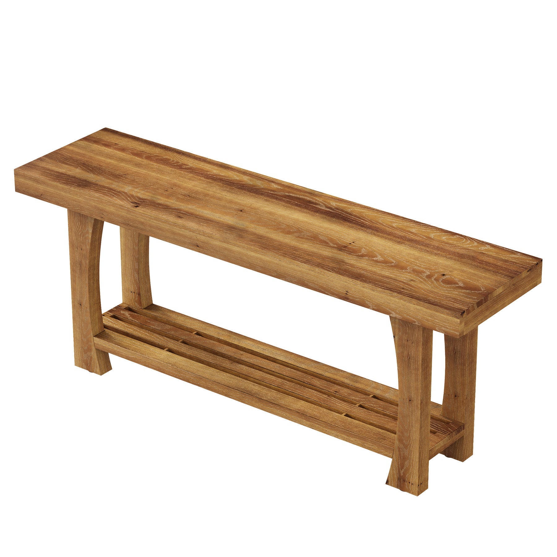 Tribesigns Mueble bajo para TV de madera maciza para televisores de 55 a 70 pulgadas con 2 estantes y patas de madera cónicas