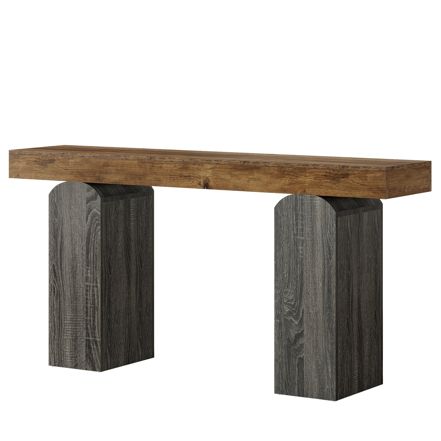 Tribesigns Mesa de recibidor de 160 cm de largo, Estilo rústico con dos patas curvas