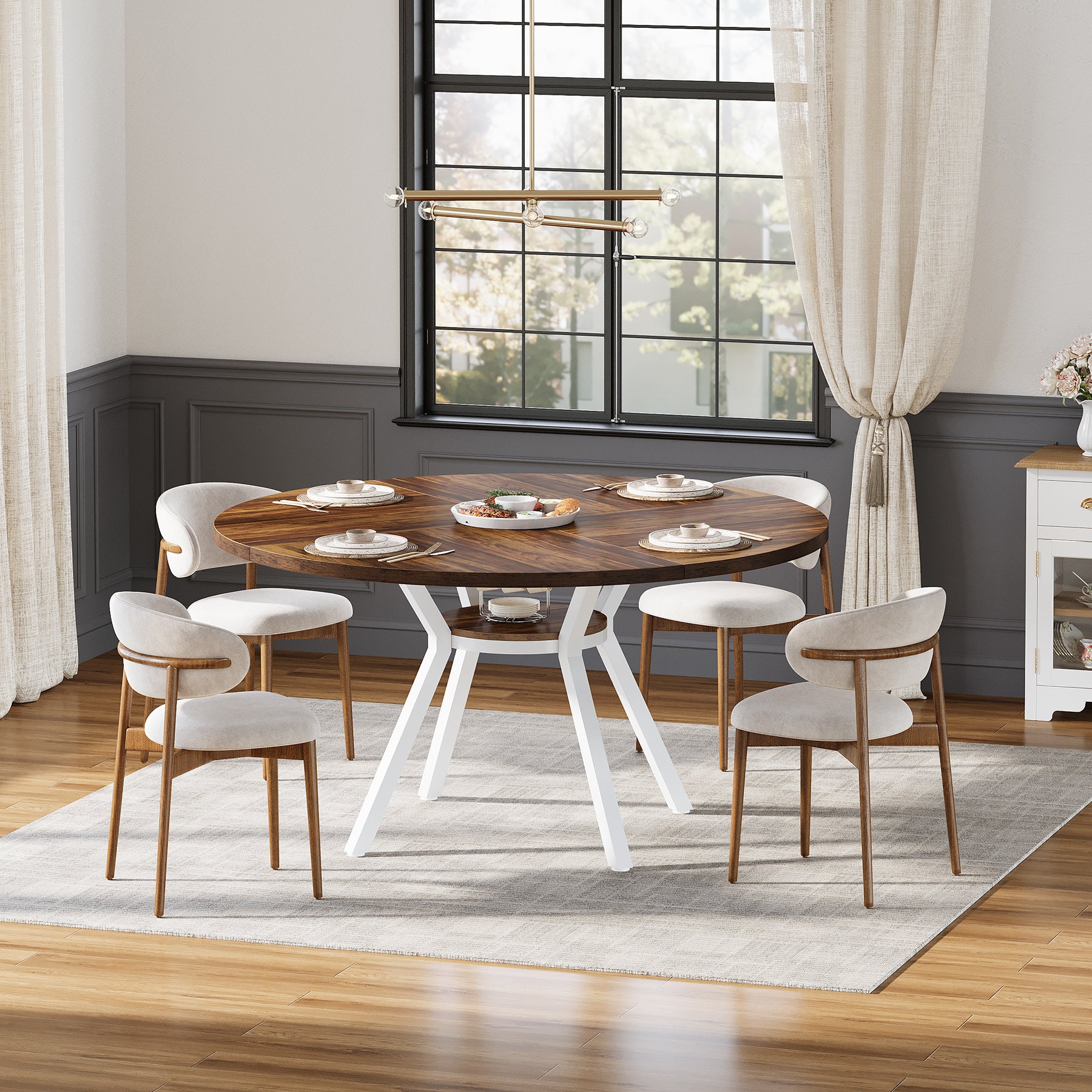 Tribesigns Mesa de comedor redonda, Mesa de comedor de cocina moderna de 120 cm para 4 personas