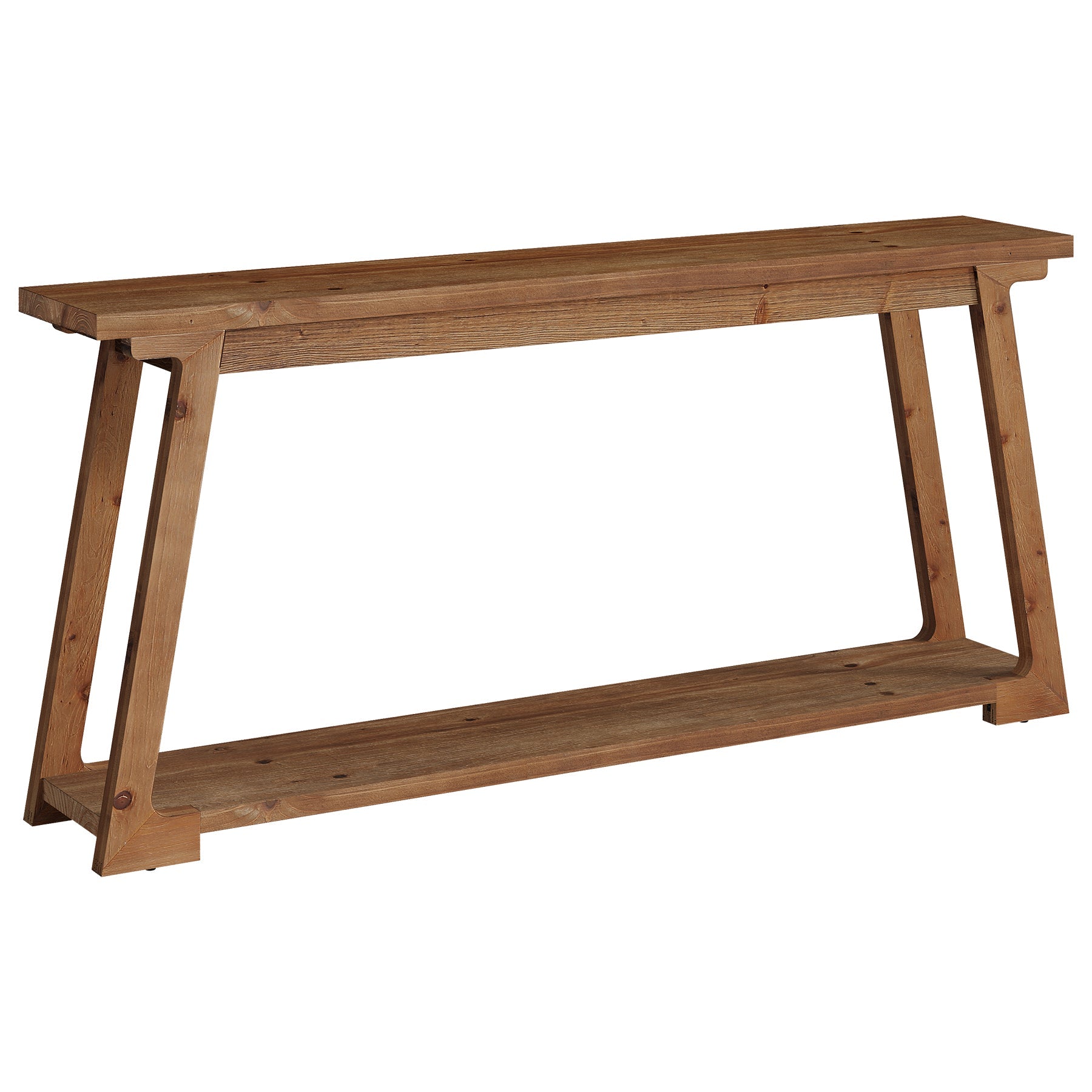 Tribesigns Mesa consola de madera maciza de 160 cm situada detrás del sofá con 2 estantes, Mesa de centro larga y estrecha para salón y recibidor