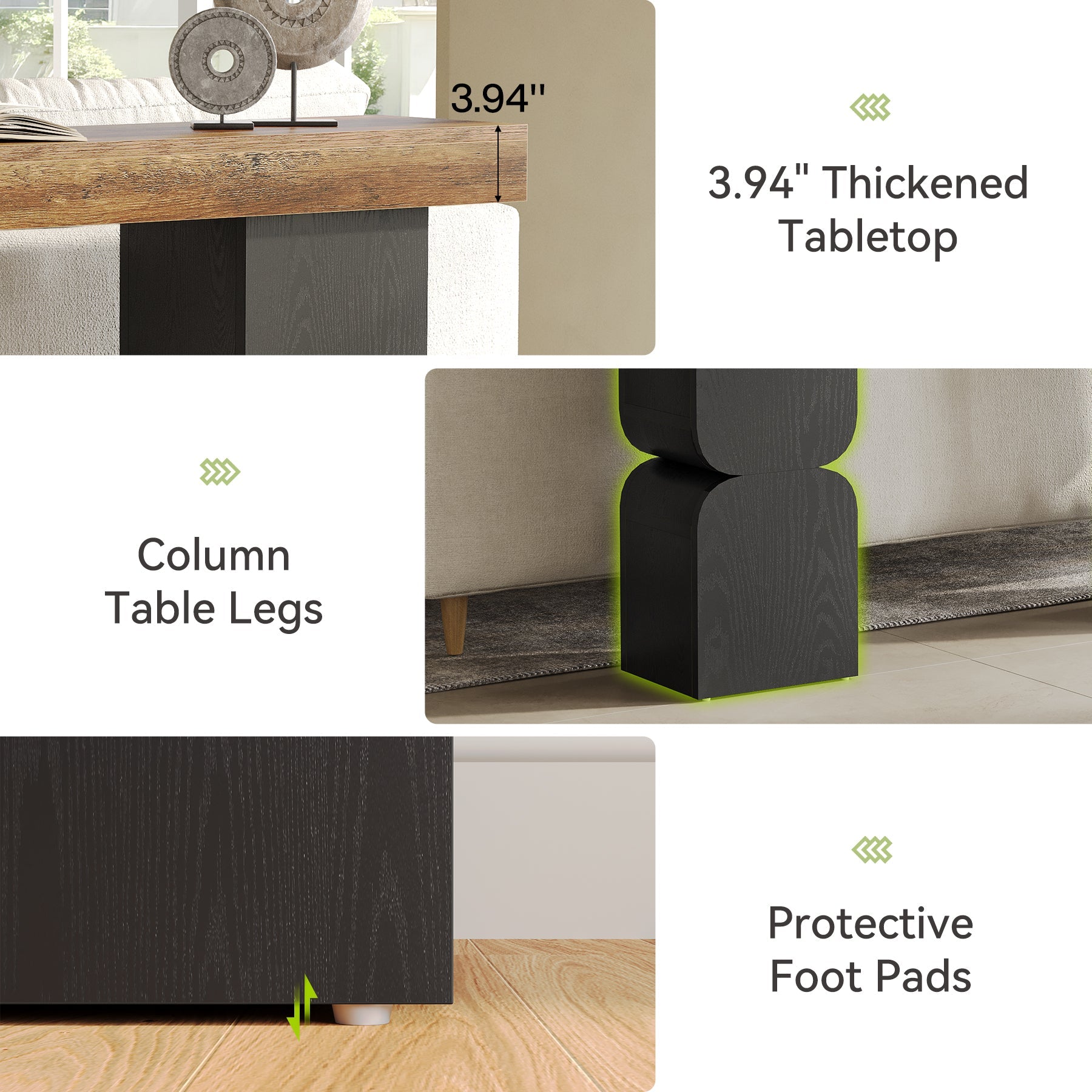 Tribesigns Mesa consola de 160 cm, Moderna mesa de sofá detrás del sofá con diseño de bloques de color para pasillo y sala de estar