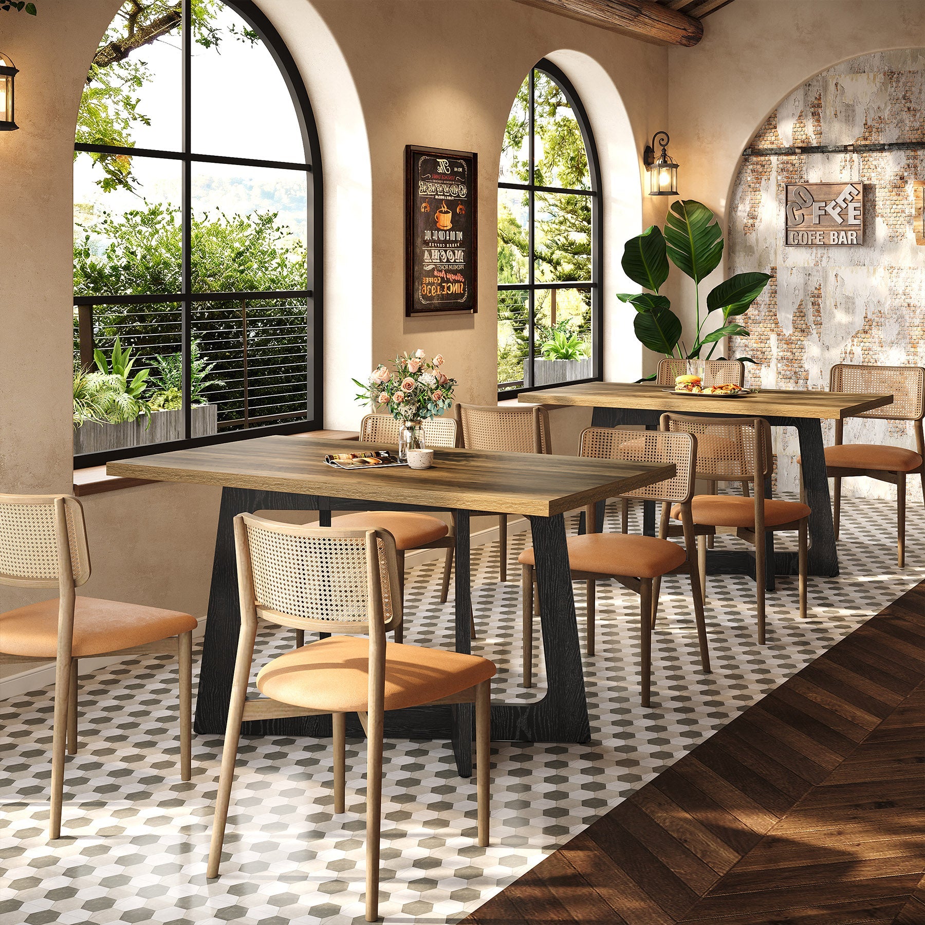 Tribesigns Mesa de comedor de 120 x 79 cm para 2-4 personas con base robusta