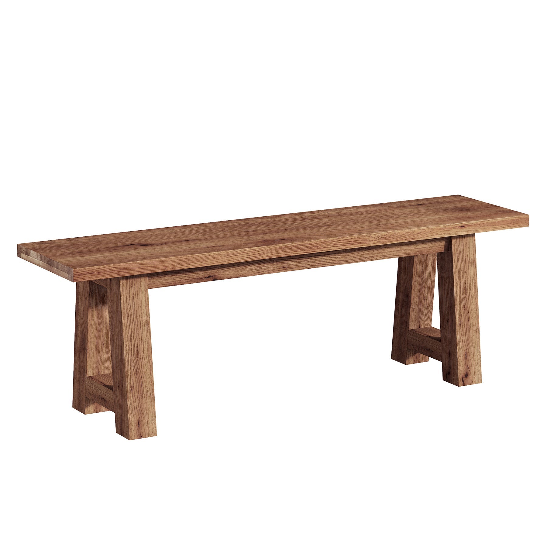 Banco de madera maciza de 140 cm de estilo rústico, Banco largo de entrada fabricado en madera natural