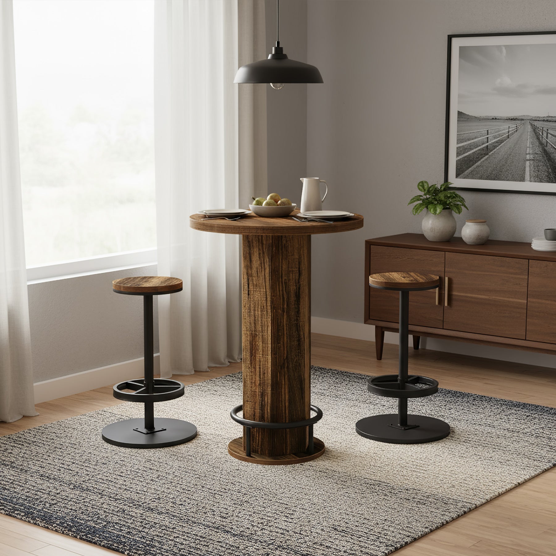 Tribesigns Juego de mesa y sillas de 3 piezas para 2 personas, Mesa de cocina redonda pequeña con 2 sillas