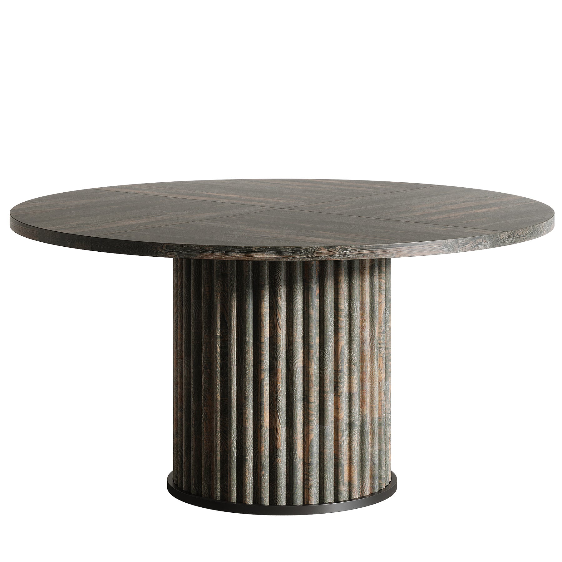 Tribesigns Mesa de comedor redonda de 120 cm, Mesa de cocina de madera con base de metal ranurado resistente