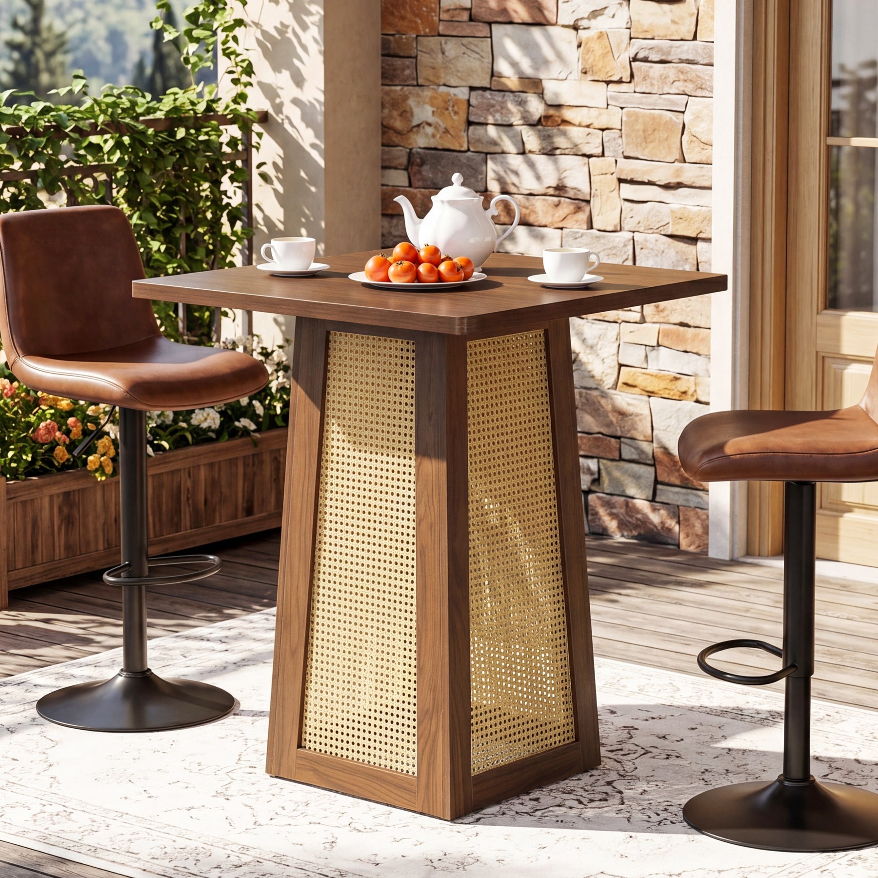 Tribesigns Mesa de bistró cuadrada de 80 x 80 cm con pedestal, Mesa de bar para bar en casa, sala de estar y espacios pequeños