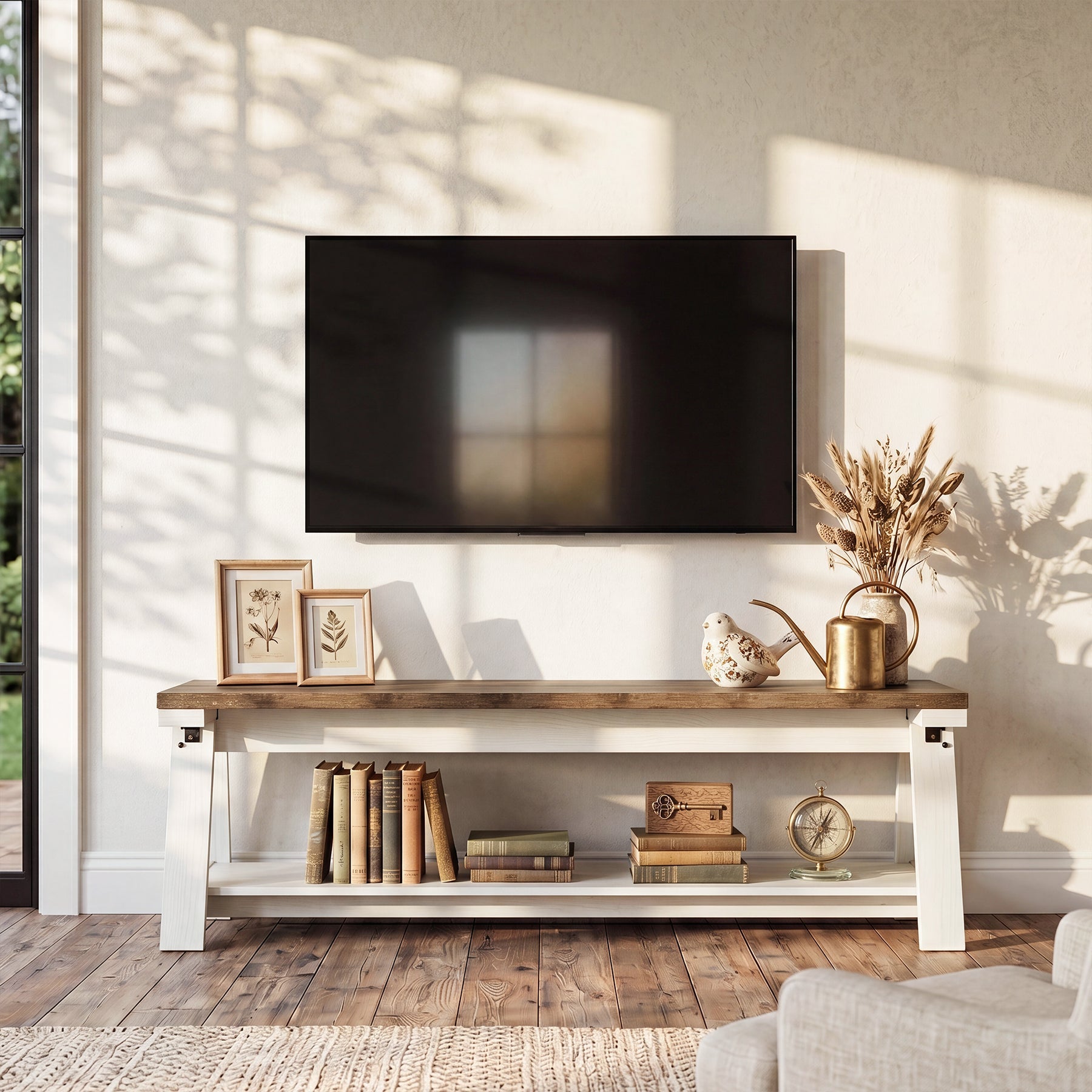 Tribesigns Sitzbank 150 cm aus Holz mit Ablage, Flurbank & Bettbank mit 2 Ebenen