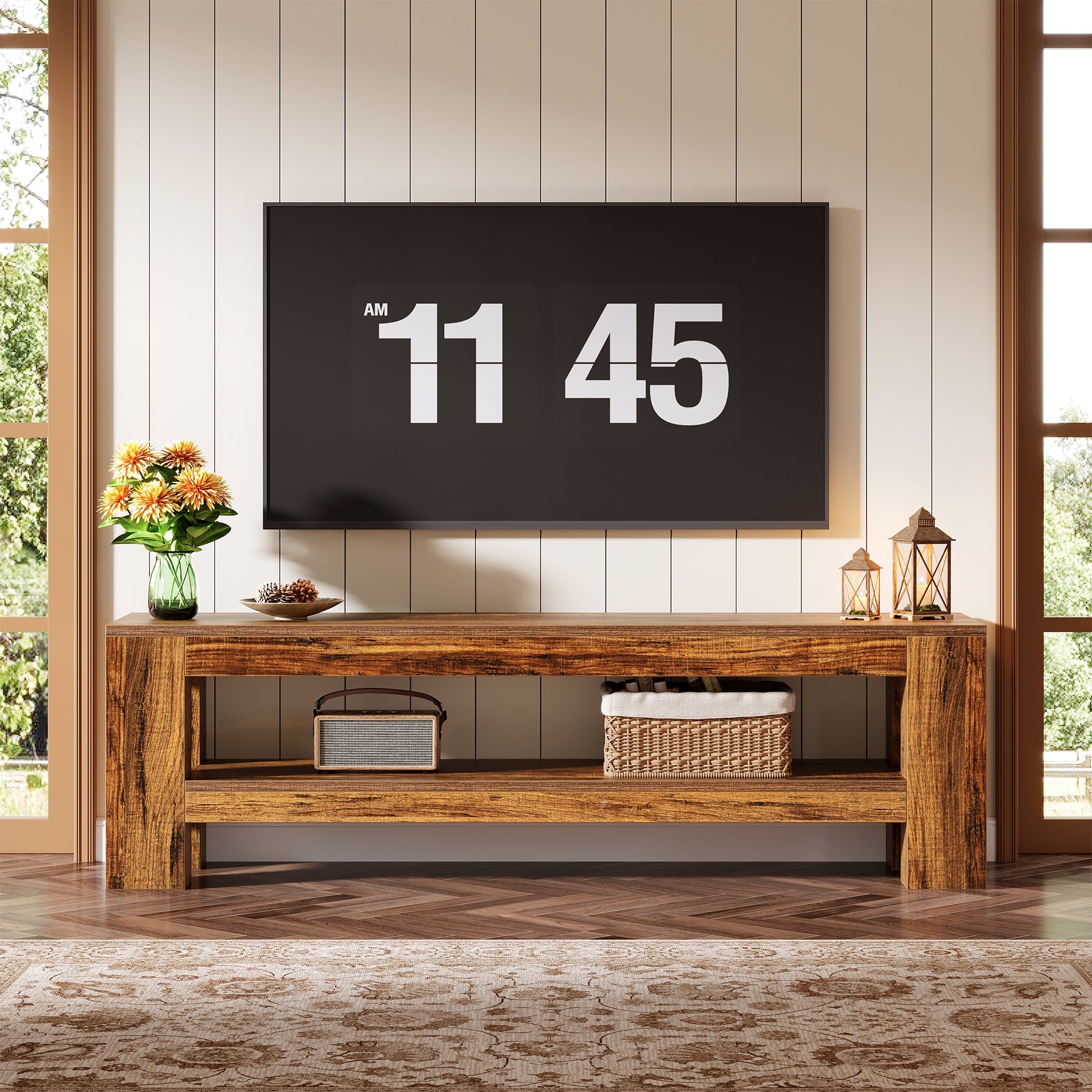 Tribesigns Mueble bajo para TV de 150 cm para televisores de 55 a 75 pulgadas, Consola de TV rústica con estante