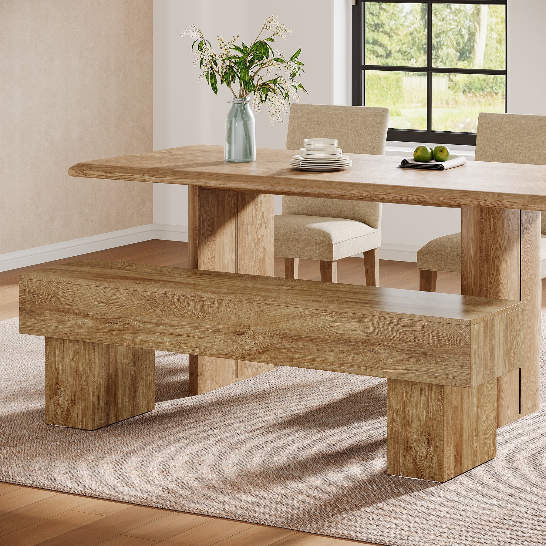 Tribesigns Banco de madera estilo granja de 160 cm para comedor
