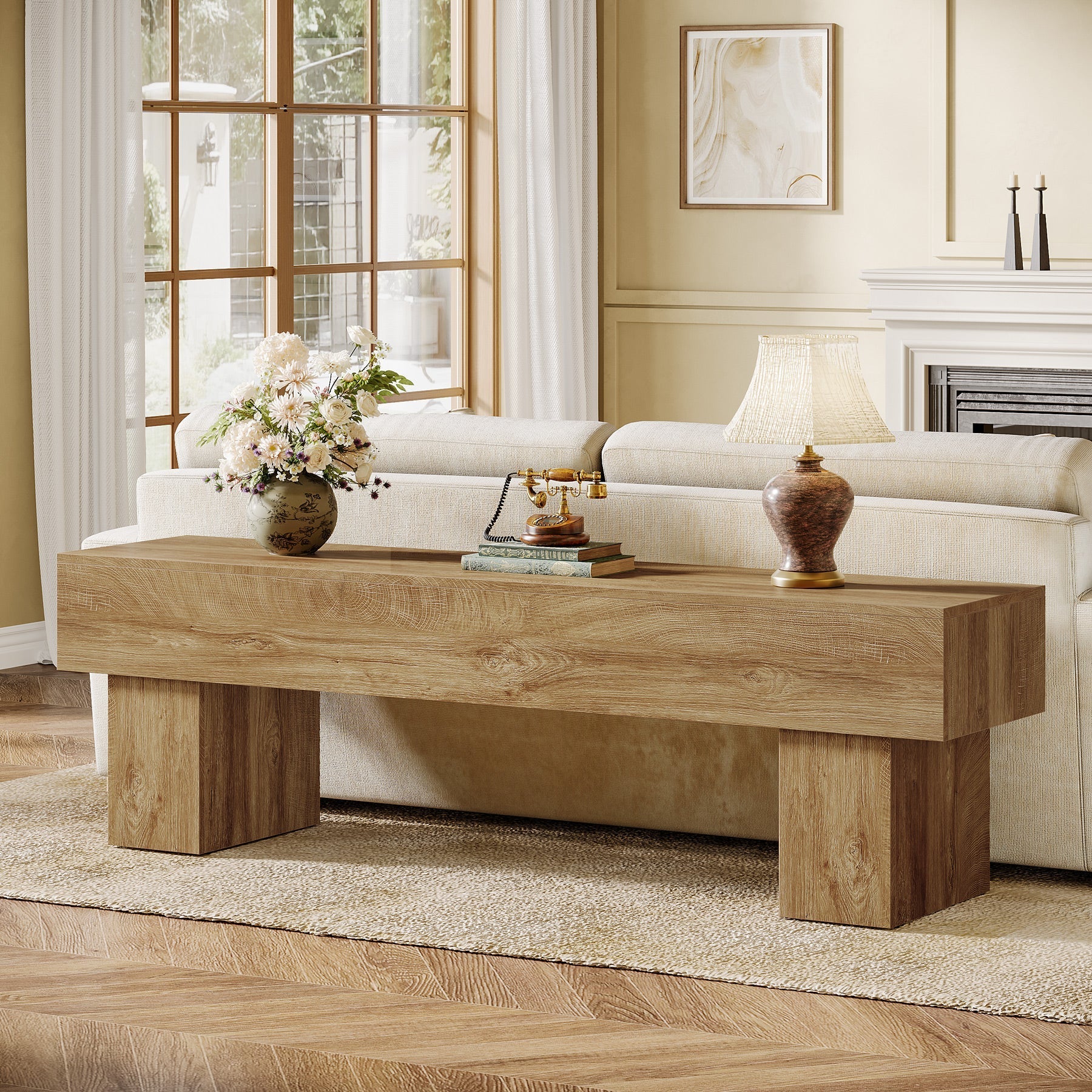 Tribesigns Soporte para TV de 160 cm, Centro multimedia de estilo rústico para sala de estar y televisión.