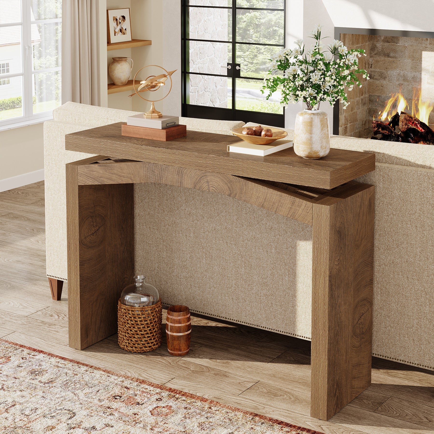 Tribesigns Mesa consola 100 cm (estrecha), Mesa de pasillo estilo granja con diseño moderno