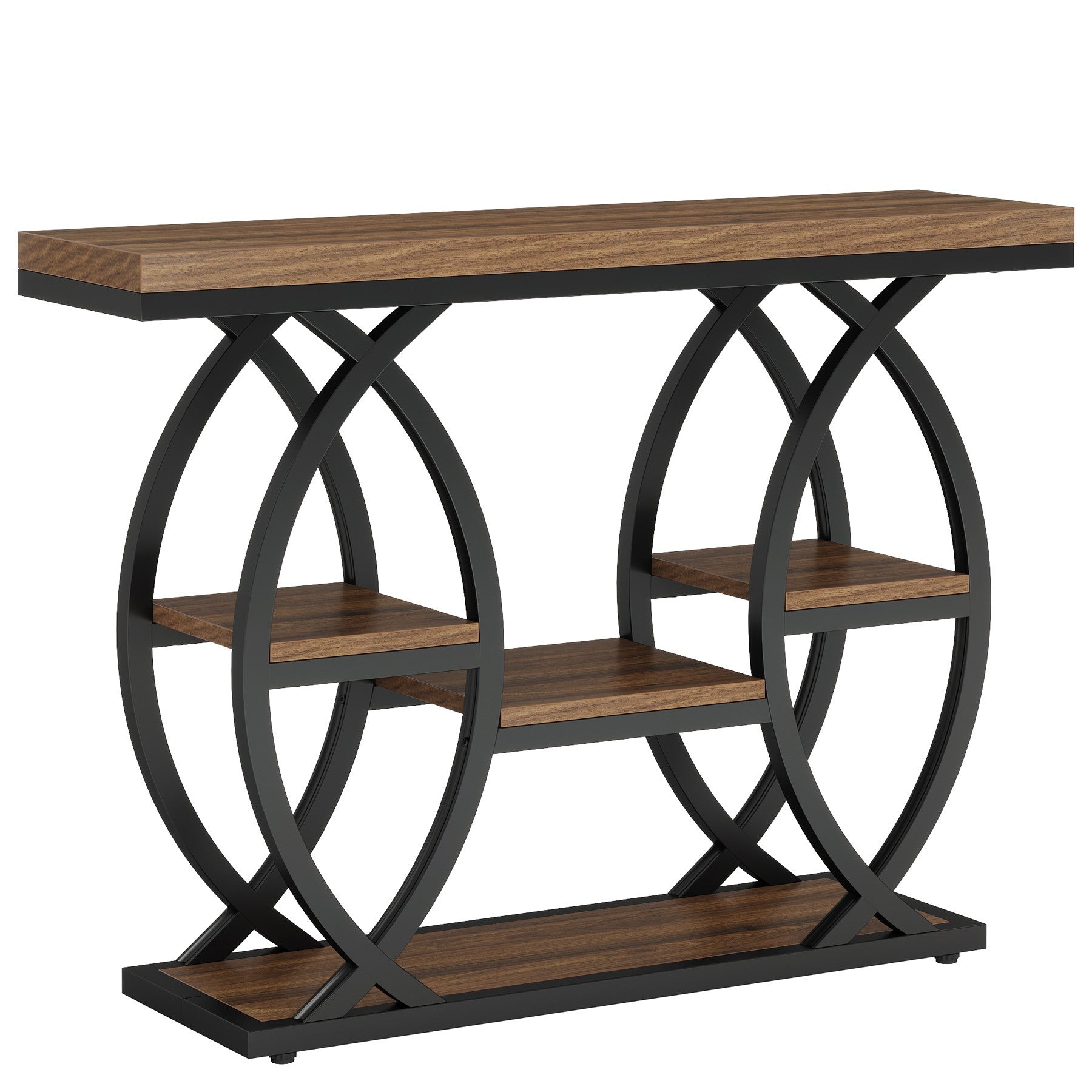 Tribesigns Mesa consola de 100 cm, Mesa de sofá de 4 niveles Mesa de entrada con estantes