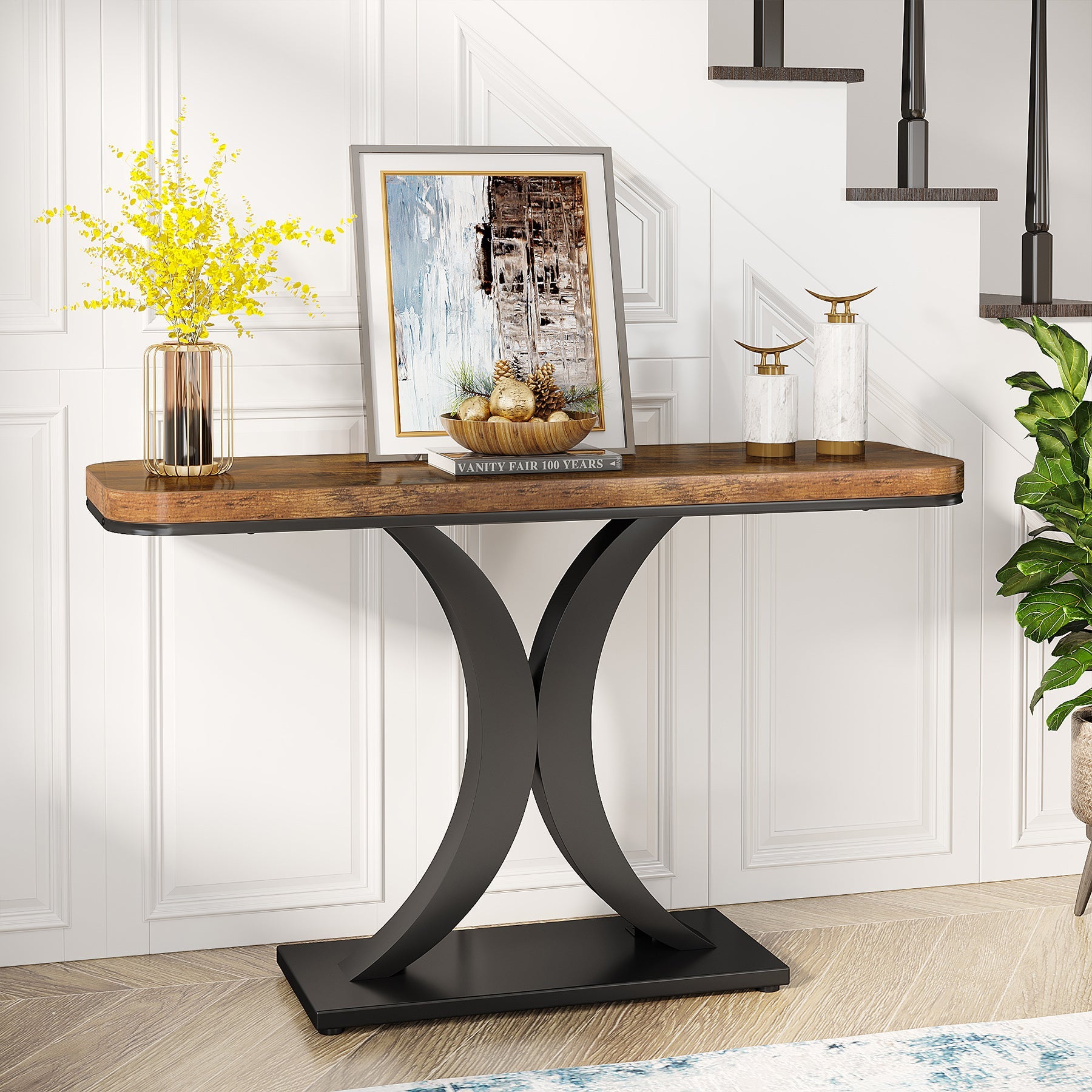 Tribesigns Mesa consola de 40", mesa de vestíbulo de entrada estrecha con base geométrica