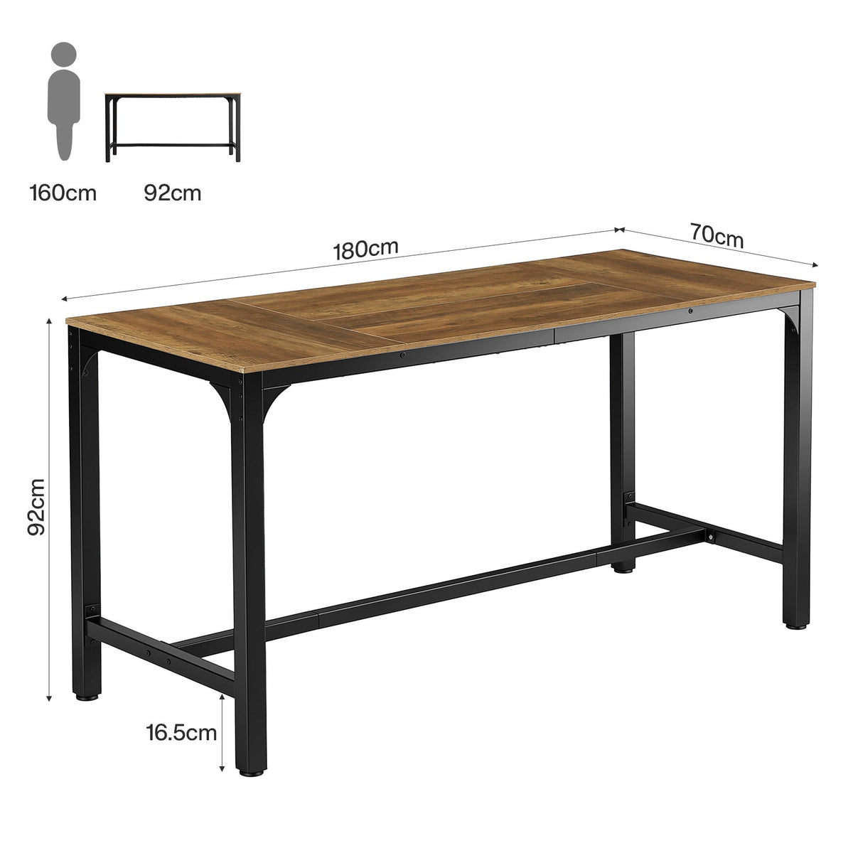 Tribesigns Mesa alta de 180 cm para 6-8 personas con estructura metálica y reposapiés