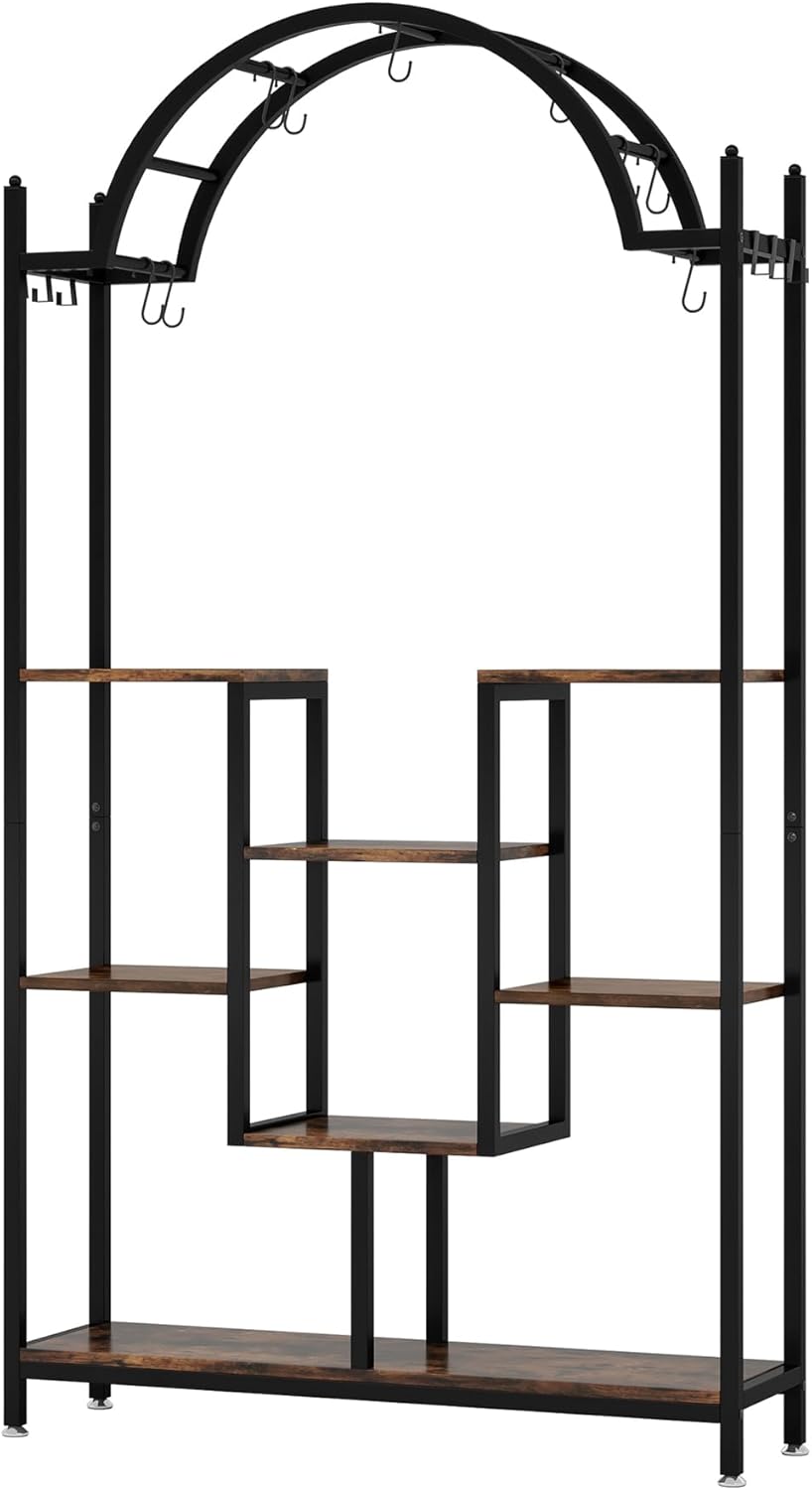 Tribesigns Soporte para plantas de interior de 5 niveles, Estante de metal para plantas con 8 ganchos en forma de S