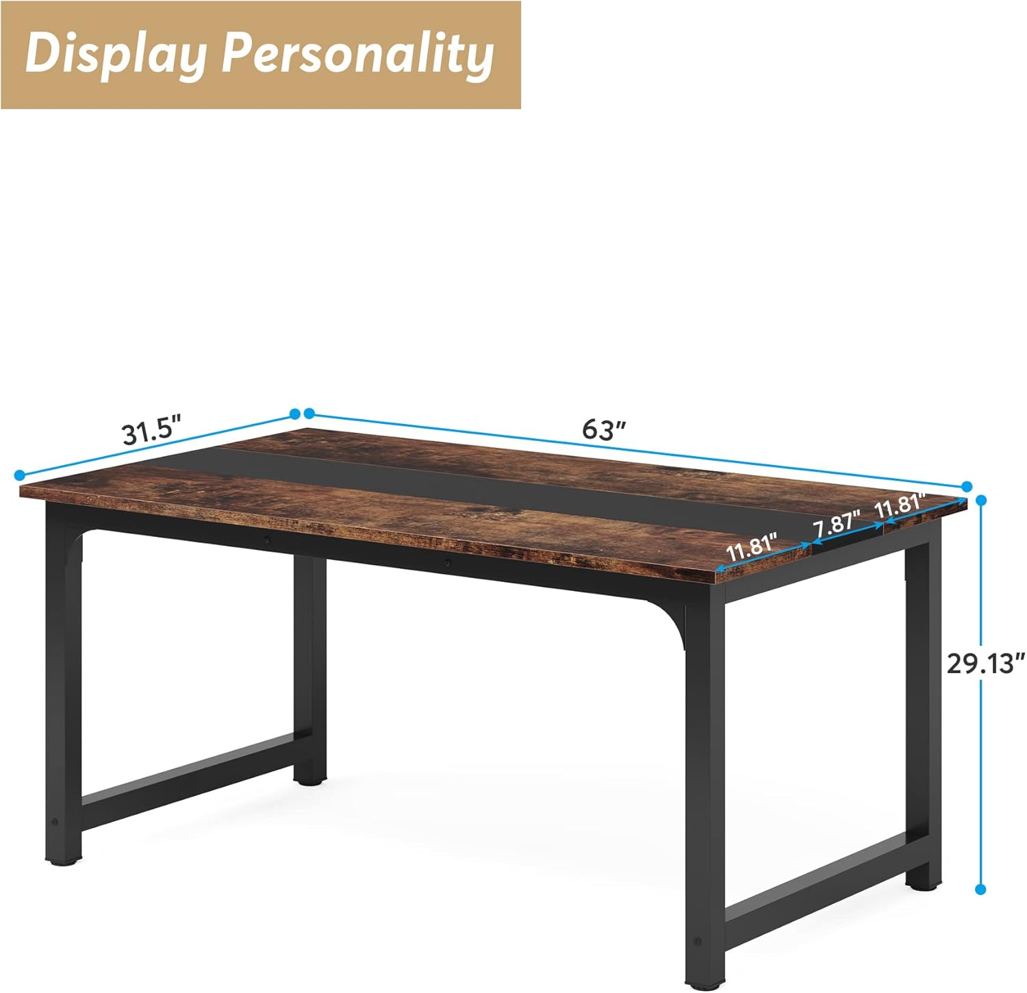 Tribesigns Mesa de Comedor de 180 x 80 cm, Mesa de Cocina Industrial para 6-8 Personas