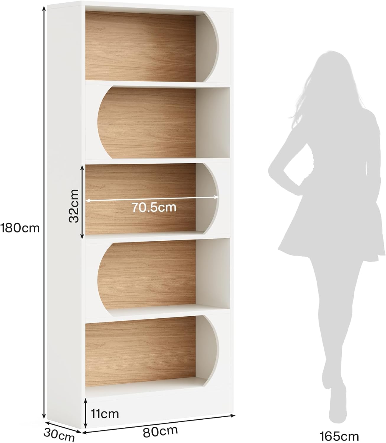 Tribesigns Estantería 5 Niveles, 180CM Eestante de Libros con Estantes De Almacenamiento