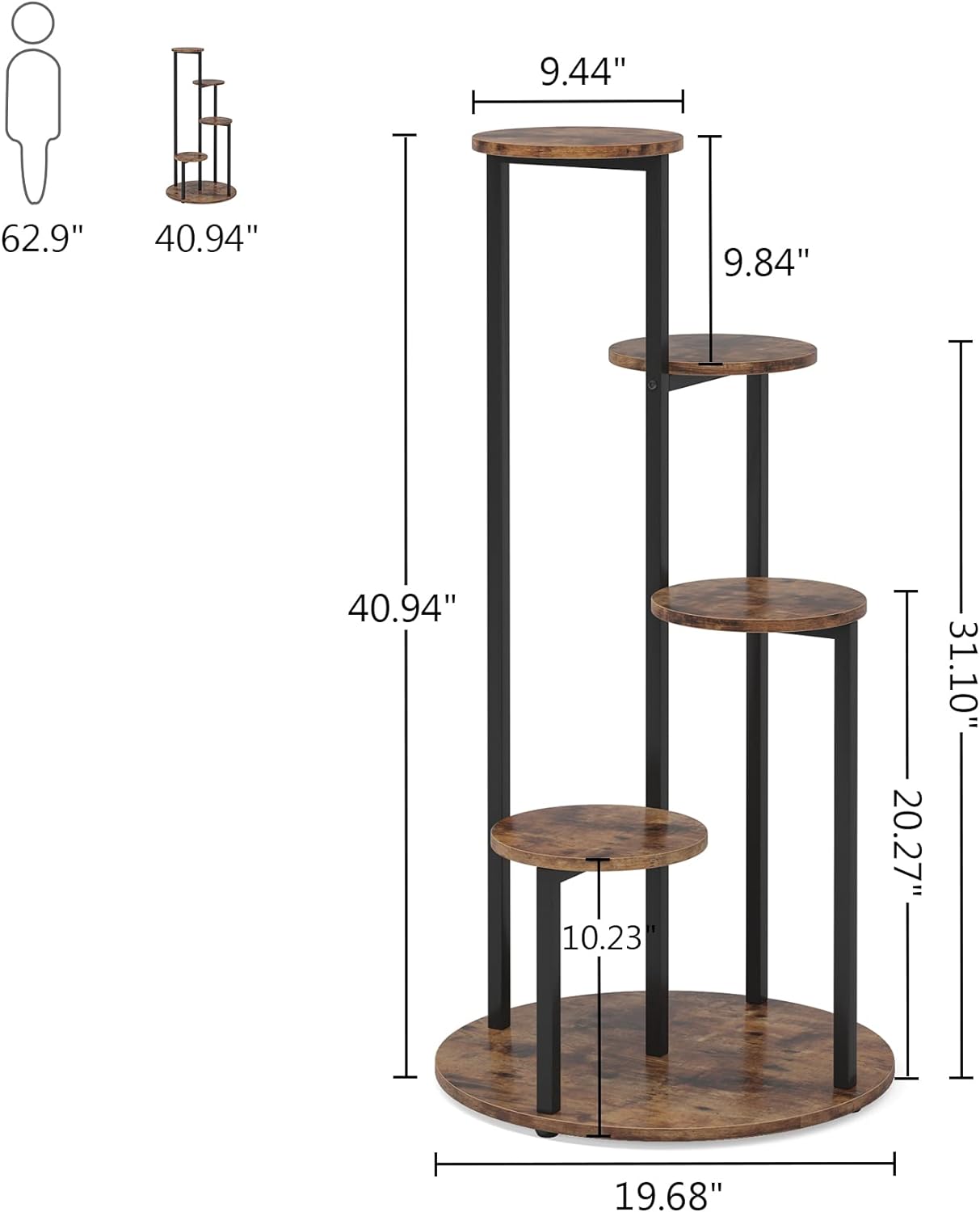 Tribesigns Soporte para plantas, Estante para plantas de interior Soporte decorativo para macetas