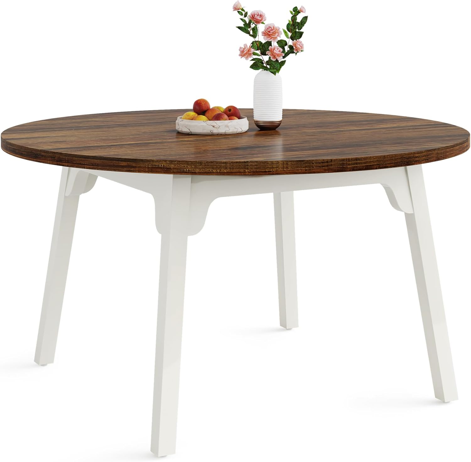Tribesigns Mesa de comedor redonda para 4-6 personas, Mesa de comedor de granja de 47 pulgadas Mesa de cocina circular