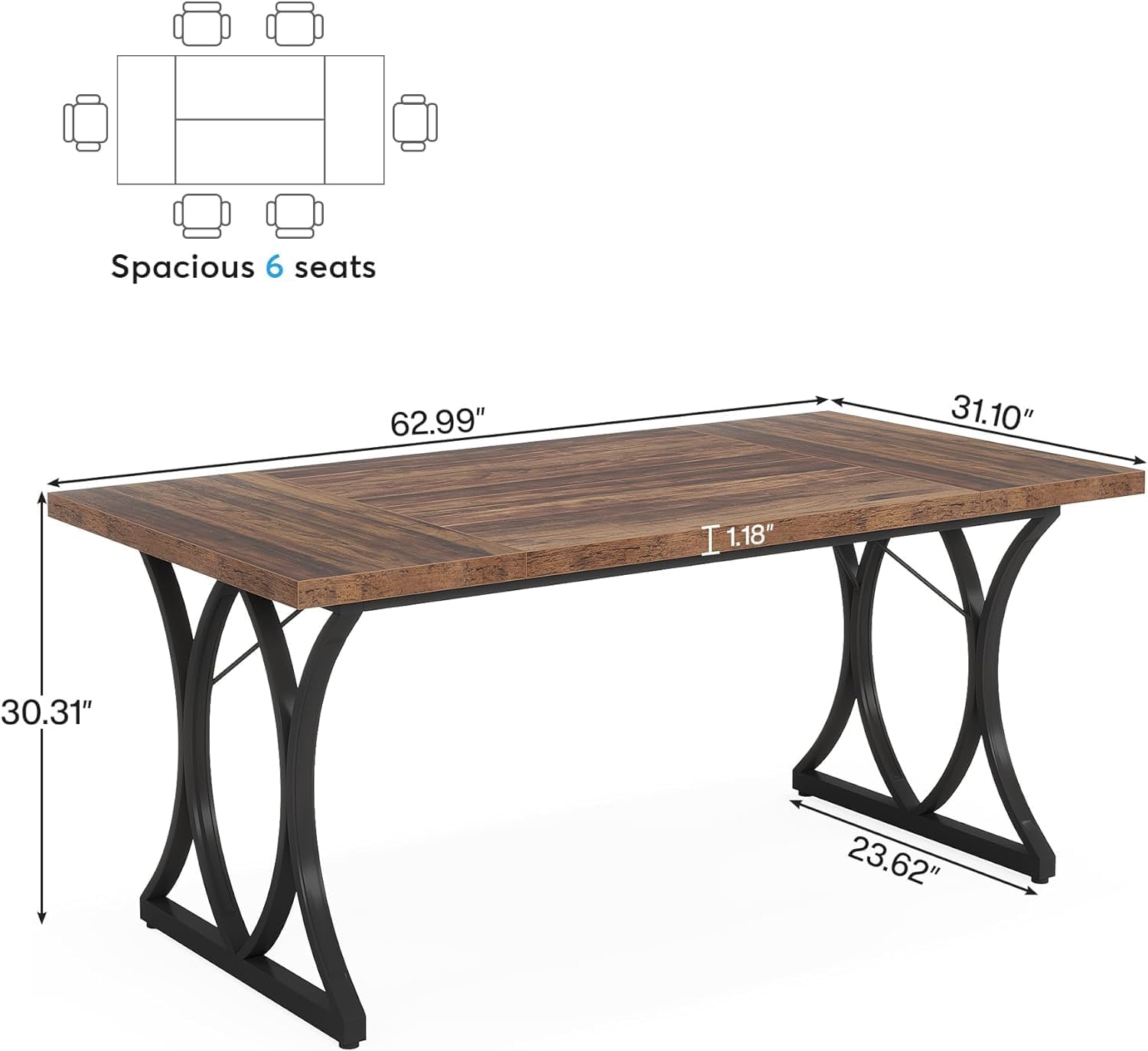 Tribesigns Escritorio para computadora, Mesa de Trabajo Moderna con Estructura de Metal