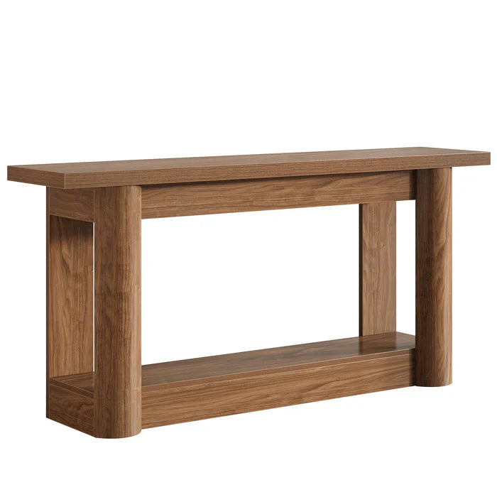 Mesa consola de 160 cm, mesa de sofá de granja de 2 niveles para la entrada