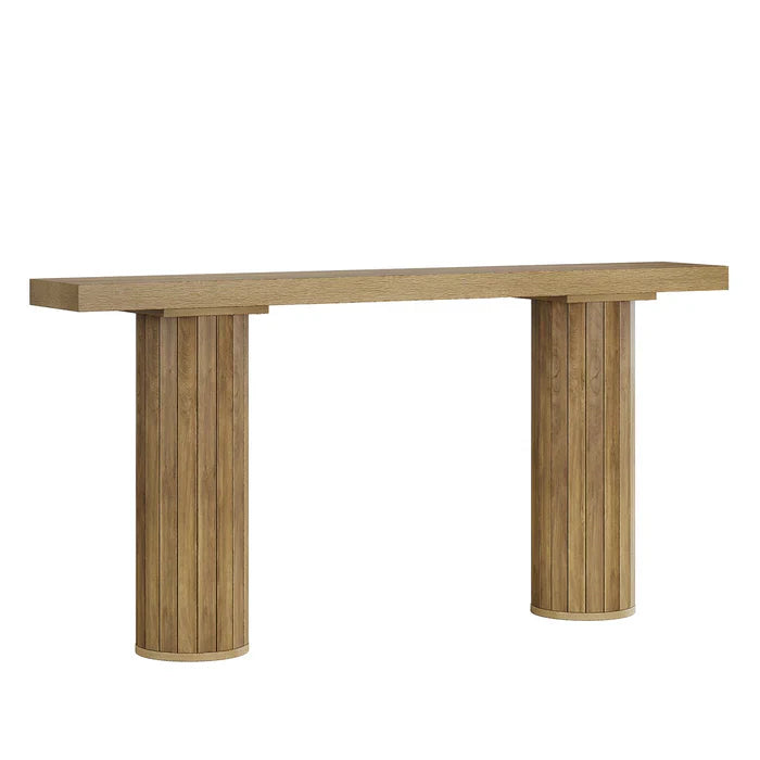 Tribesigns Mesa consola de 160 cm, Mesa de sofá de vestíbulo de estilo rústico con patas redondas