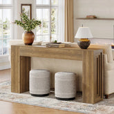 Tribesigns Mesa consola de 160 cm, Mesa rústica para sofá o recibidor con patas resistentes 3