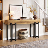 63" Console Table, Wooden Sofa Table Hallway Foyer Table Tribesigns#Kleur_Lichtbruin 3