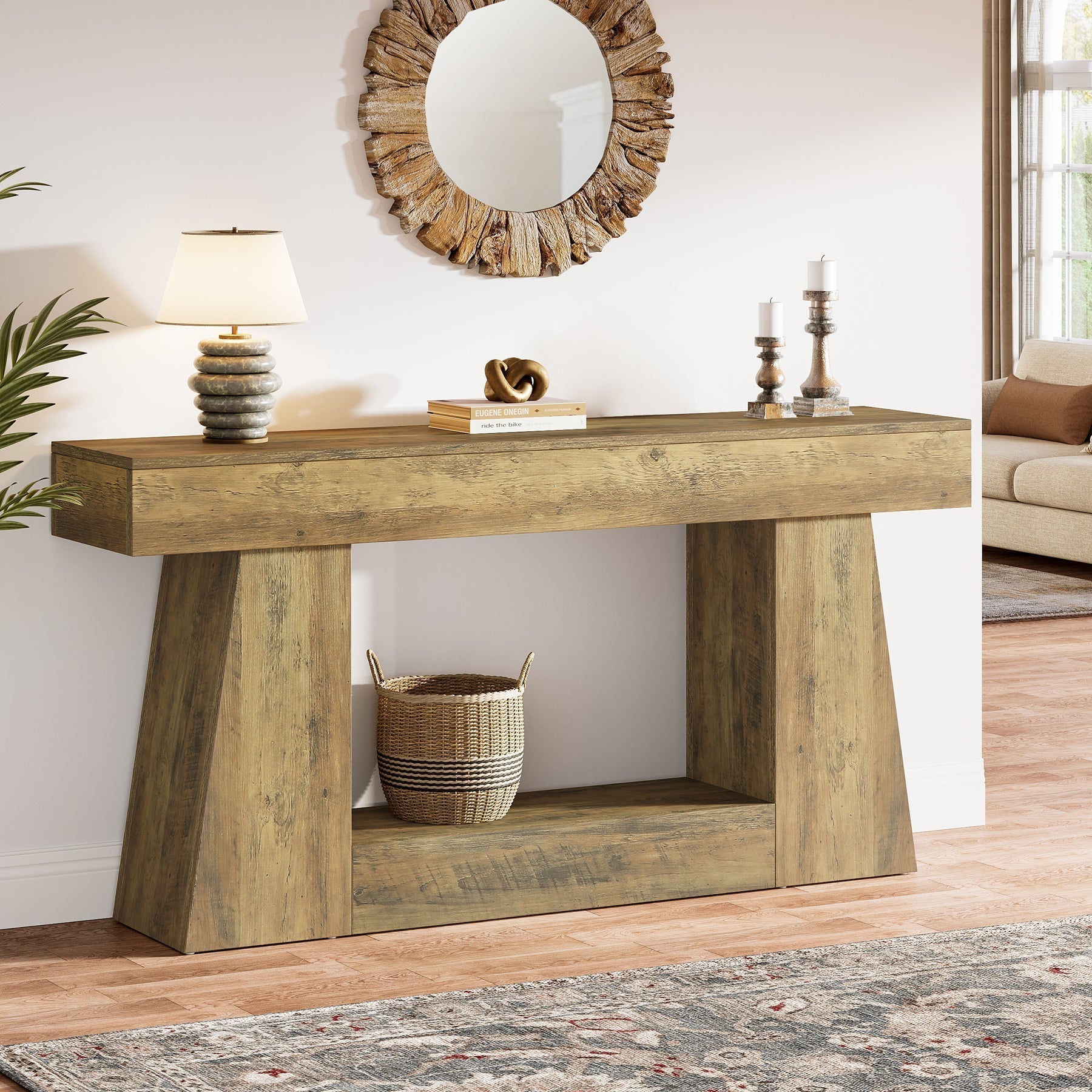63" Console Table, Wooden Sofa Table Hallway Table Tribesigns