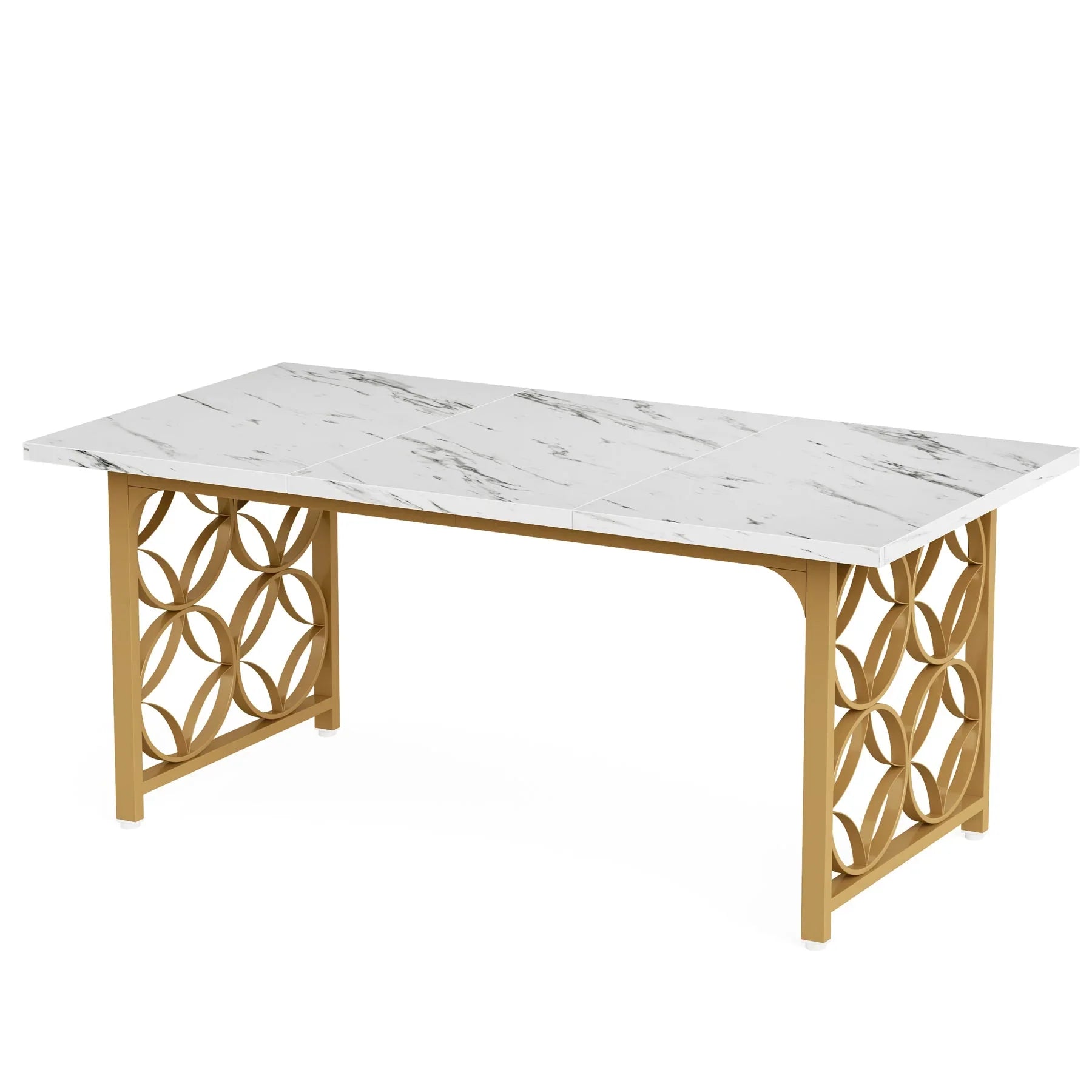 Tribesigns Mesa de comedor de 160 cm, Mesa de cocina moderna de mármol artificial para 6 personas