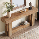 Tribesigns Consola de madera de 160 cm, Mesa de entrada rústica de 2 niveles 3