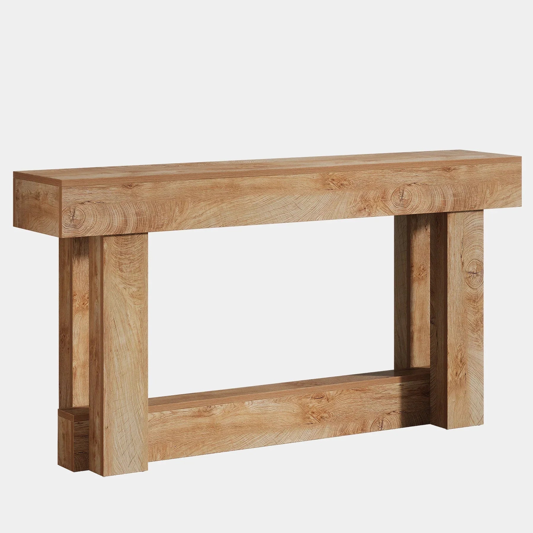 Tribesigns Consola de madera de 160 cm, Mesa de entrada rústica de 2 niveles