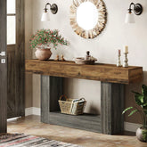 Tribesigns Mesa consola de madera de 160 cm, Mesa de sofá de granja con 2 niveles Mesa de entrada 3