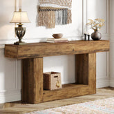Tribesigns Mesa consola de madera de 160 cm, Mesa de sofá de granja con 2 niveles Mesa de entrada 3
