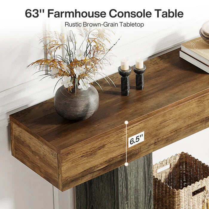 Tribesigns Mesa consola de madera de 160 cm, Mesa de sofá de granja con 2 niveles Mesa de entrada