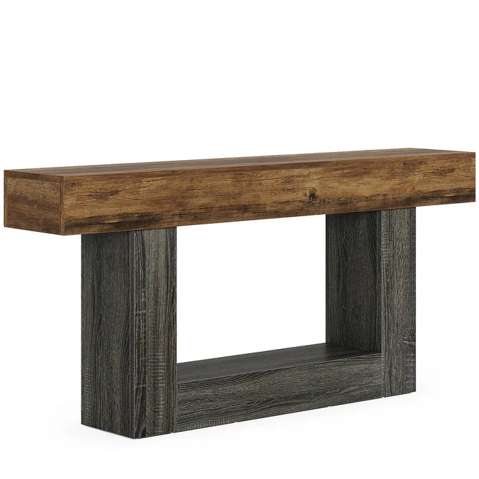 Tribesigns Mesa consola de madera de 160 cm, Mesa de sofá de granja con 2 niveles Mesa de entrada