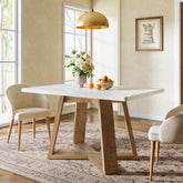 Tribesigns Mesa de comedor para 4 personas 120 cm, Mesa de cocina rectangular de estilo rústico con tablero de alto brillo 3