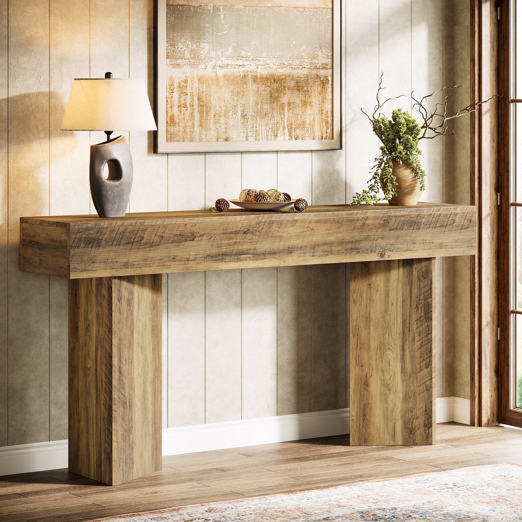 Tribesigns Mesa consola larga de 160 cm, Mesa auxiliar estrecha detrás del sofá