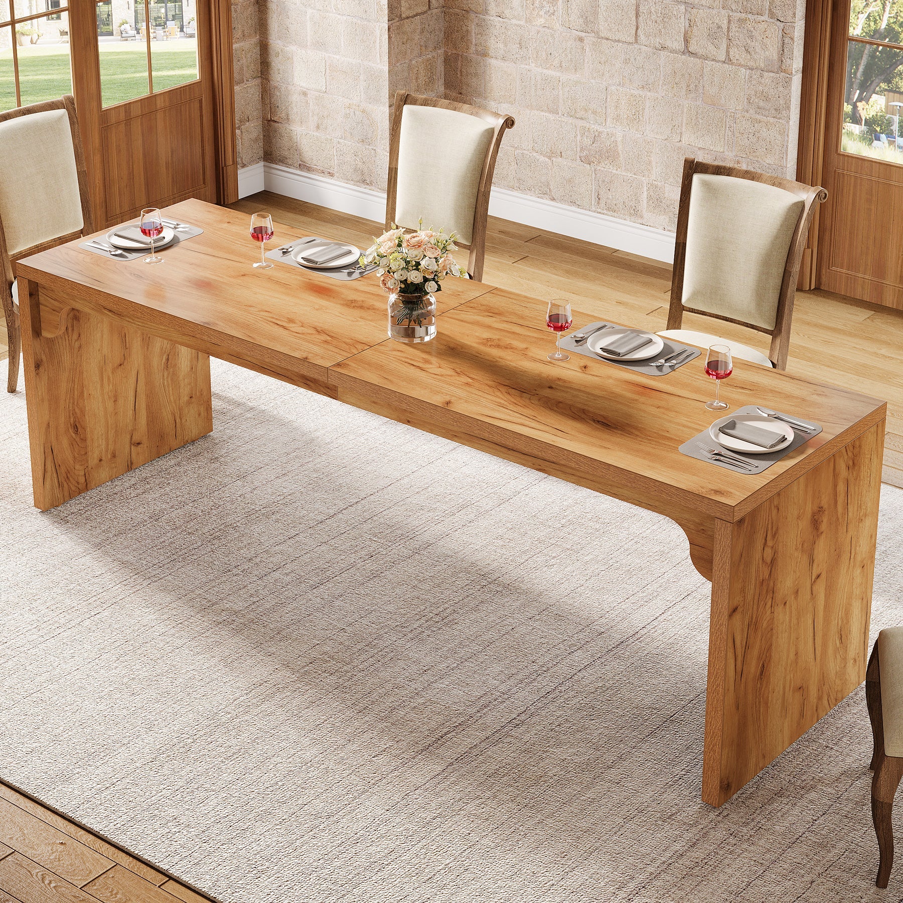 Tribesigns Mesa de comedor de 180 cm, Mesa de comedor de cocina moderna con base resistente