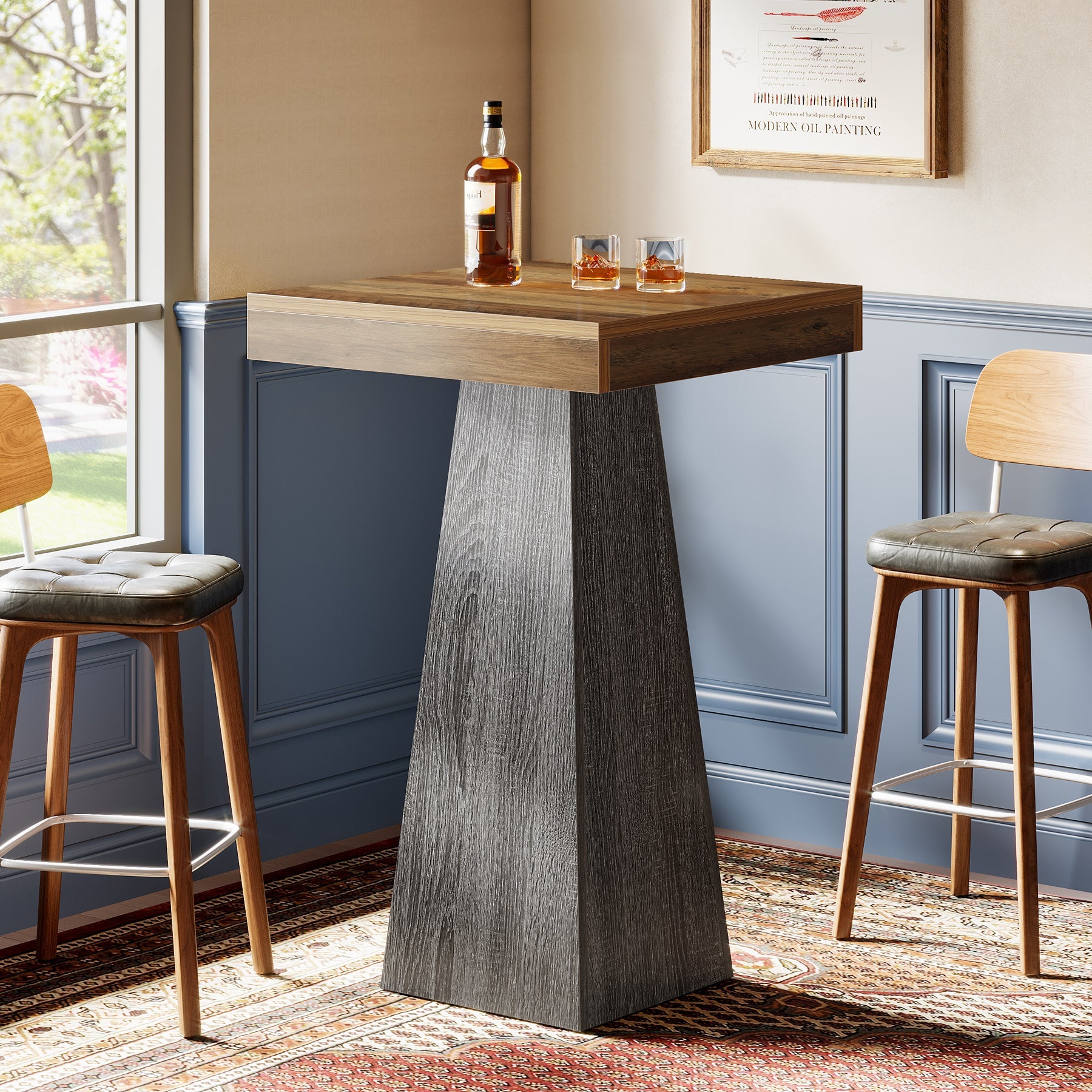 Tribesigns Mesa de bar de 102 cm de altura, Mesa cuadrada de pie para espacios pequeños con base estable