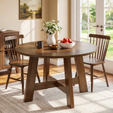 Tribesigns 118 cm ronde eettafel, farmhouse keukentafel met kruissteun voor 4-6 personen 3