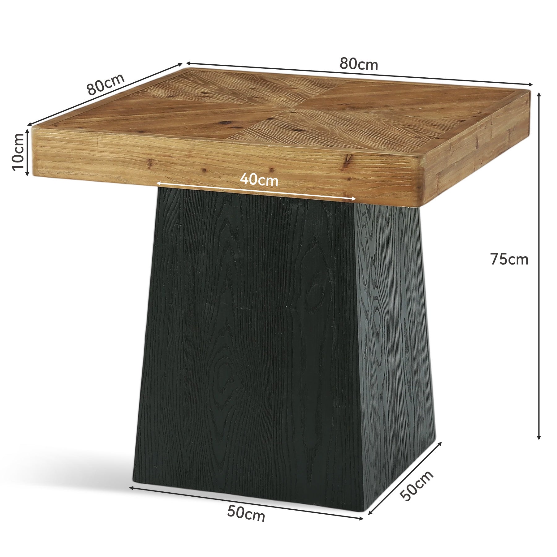 Tribesigns Mesa de comedor cuadrada de madera maciza 80 cm para 2 a 4 personas, Mesa de cocina de estilo rústico con base de pedestal robusta