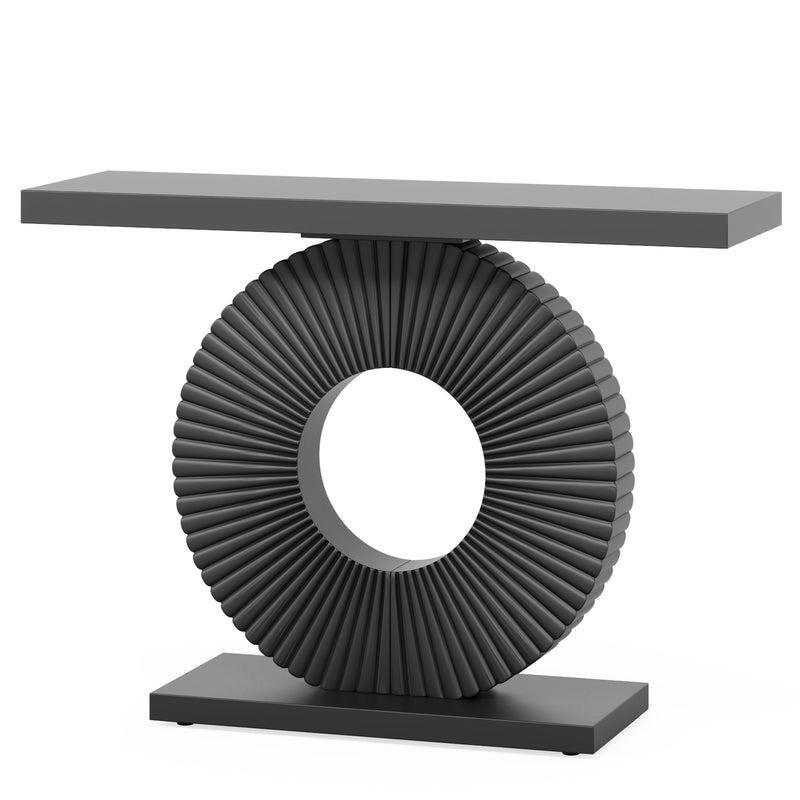 Tribesigns Mesa consola moderna Mesa de sofá de madera de 40 pulgadas con base geométrica