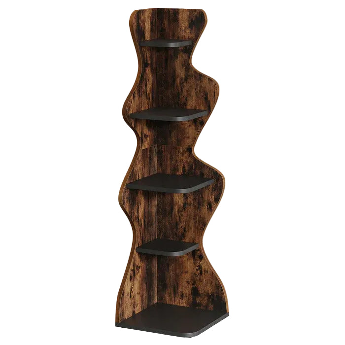 TribesignsEstantería esquinera de madera de 5 niveles, Cuadrada e independiente
